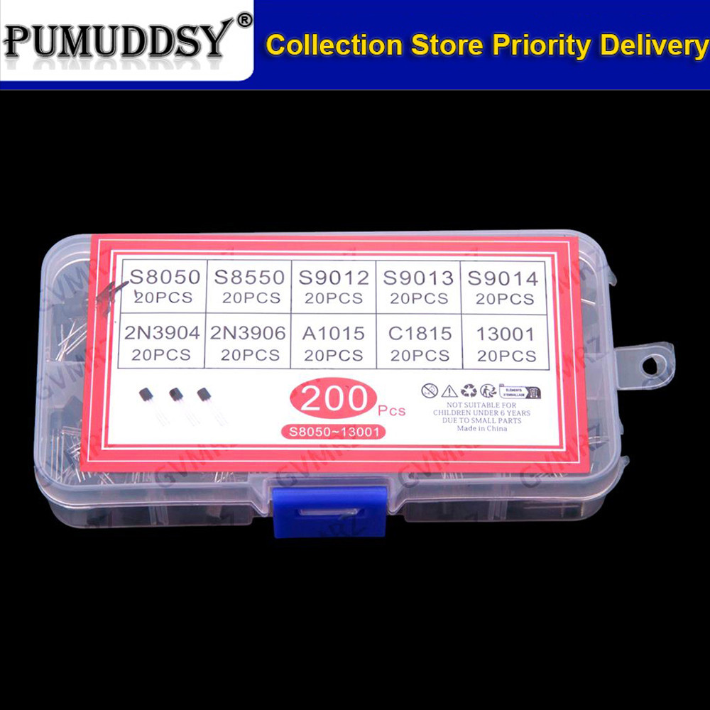 10 giá trị * 20 chiếc = 200 chiếc Bộ phân loại Transistor TO-92 S8050 S8550 S9012 S9013 S9014 2N3904