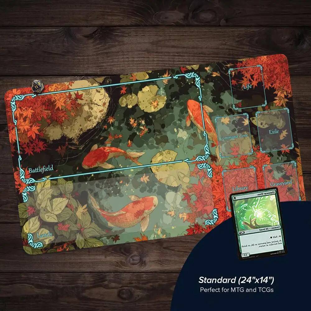 Nghệ Thuật Thẩm Mỹ Cá Koi Thiết Kế Họa Tiết MTG Playmat Thẻ Ma Thuật Trận Thảm Chống Trơn Trượt Khâu