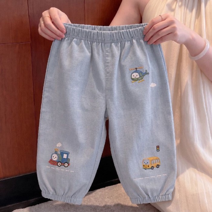 Summer Boys And Children Casual Japanese Style New Embroidered Embroidered Trousers For Girls
