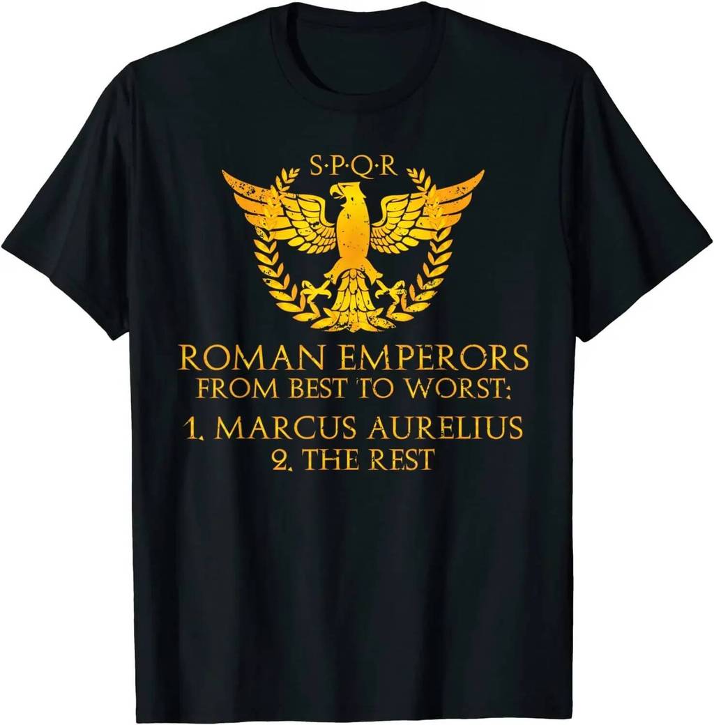 Áo thun nam cotton cổ tròn tay ngắn Marcus Aurelius phong cách thường ngày