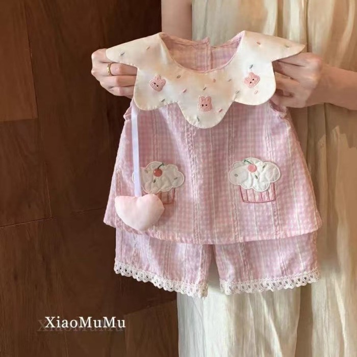 Girls' Clothing Children's Doll Baby Plaid Clothes Female Baby Outfit Two-piece Set
