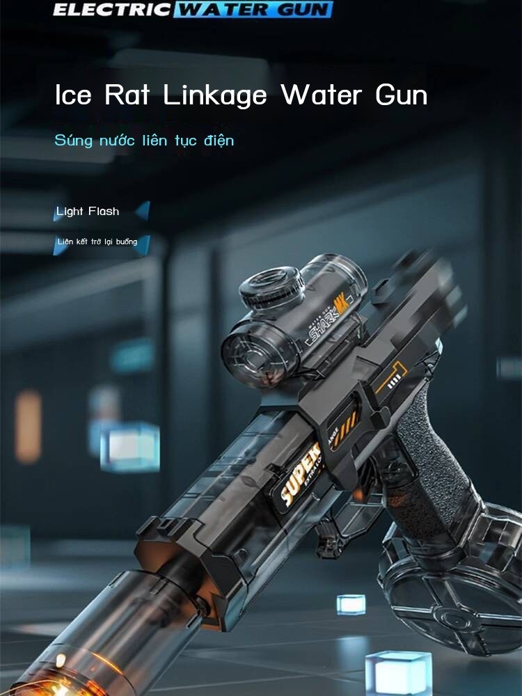( Sẵn) Súng đồ chơi cho bé trai, súng nước Ice Burst M416 tốc độ cao, bắn nhanh, có đèn flash, 2025