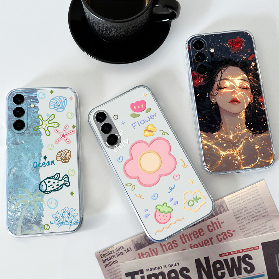 Dành Cho Galaxy A37 A27 5G Ốp Điện Thoại Cá Dễ Thương Trong Suốt Hoa Vỏ TPU Mềm Cho Samsung A37 Ốp L