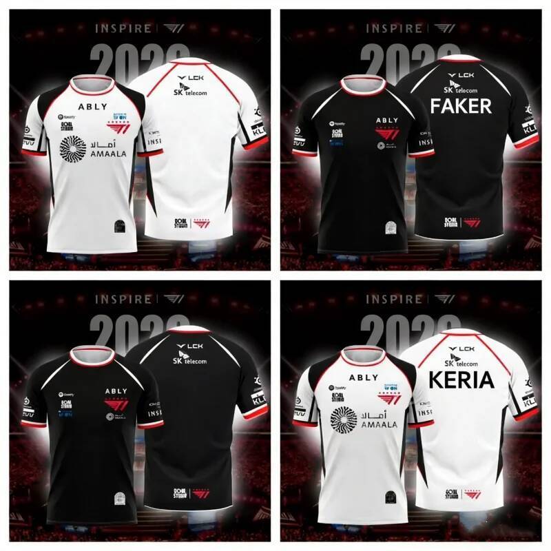 2026 MỚI T1 ESSPORTS TEAM JERSEY FAKER QUẠT MÈ NGẮN NGẮN CHO CHƠI GAME THỂ THAO NGOÀI TRỜI Đi Biển L