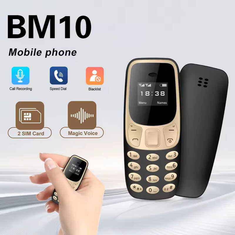 BM10 Mini Điện Thoại Di Động Thẻ Kép Nút Chờ Kép Điện Thoại Di Động Đa Ngôn Ngữ Thẳng Người Cao Tuổi
