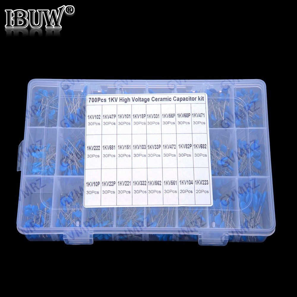 700 Chiếc Tụ Gốm 1kV 24 Giá Trị ​​Bộ Tụ Điện 103 Tấm Từ 102 Gốm Chết 1000V Điện Áp Cao 102 47P 101 1