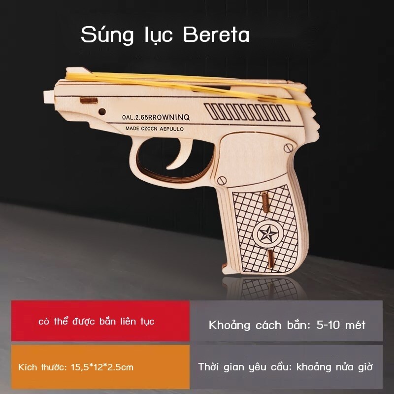 [GIÁ TỐT CHỌN MẪU] Mô lắp ráp, đồ chơi xếp hình 3D, súng gỗ bằng dây cao su, khối xây dựng AK47 Ruo