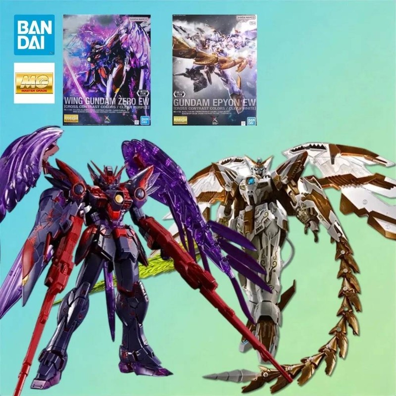 Bandai MG 1/100 Wing Zero & Gundam Epyon EW Mô hình lắp ráp màu tương phản tím trắng trong suốt để s