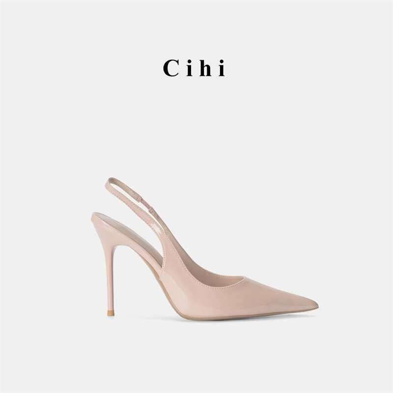 [Cihi]'[Phong cách của Ye Ke] Giày cao gót quai ngang mũi nhọn thủ công, chất liệu da cừu, hoàn thiệ