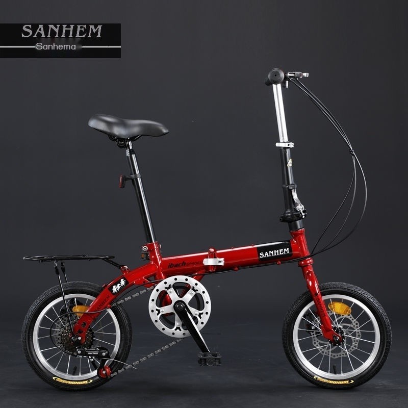 [HÀNG MỚI VỀ] Xe đạp phanh đĩa mini siêu nhẹ Sanhema 14 inch gấp gọn dành cho người lớn, trẻ em, h