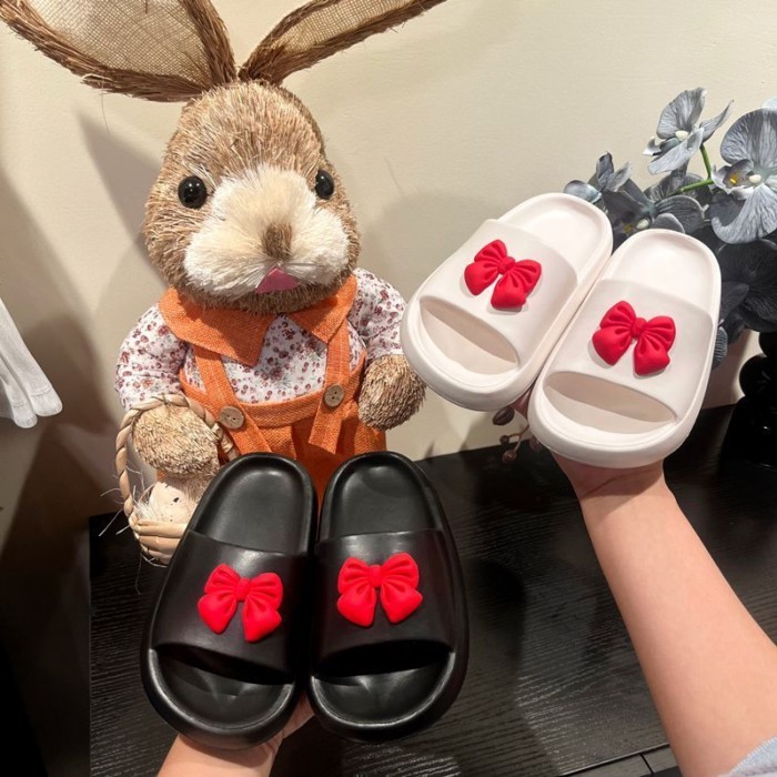 Bow Children's Slippers Girl Princess Non-slip Soft Bottom Home Indoor And Outdoor Wear Boy Baby