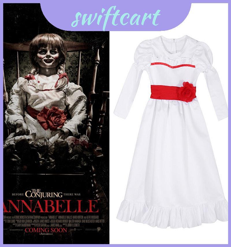 Đầm trắng búp bê kinh dị Halloween Enchanting Annabelle Creation cho bé gái và người lớn