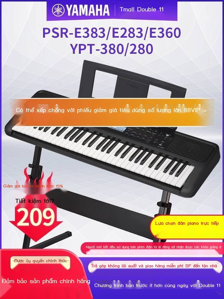 [Hàng có sẵn/Ảnh thật] Bàn phím điện tử Yamaha PSR-E383/E360 cho mới bắt đầu, người lớn, 61 phím, s