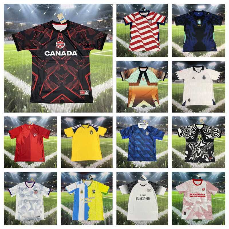 2526 Mùa Mới Áo Bóng Đá Jersey Quạt Tay Ngắn Brazil Pháp Canada Argentina Brazil Áo Bóng Đá