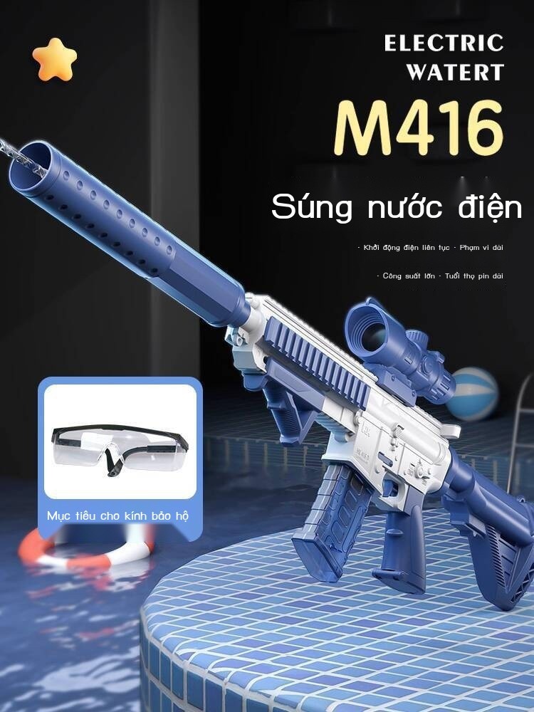 [HÀNG MỚI VỀ] Súng điện M416 cho trẻ em, bắn liên tục tự động hoàn toàn, súng nước mạnh mẽ áp suất