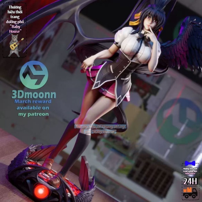 Mô hình in 3D của trường trung học quỷ Akeno Himejima mô hình tượng mốc trắng gk tranh