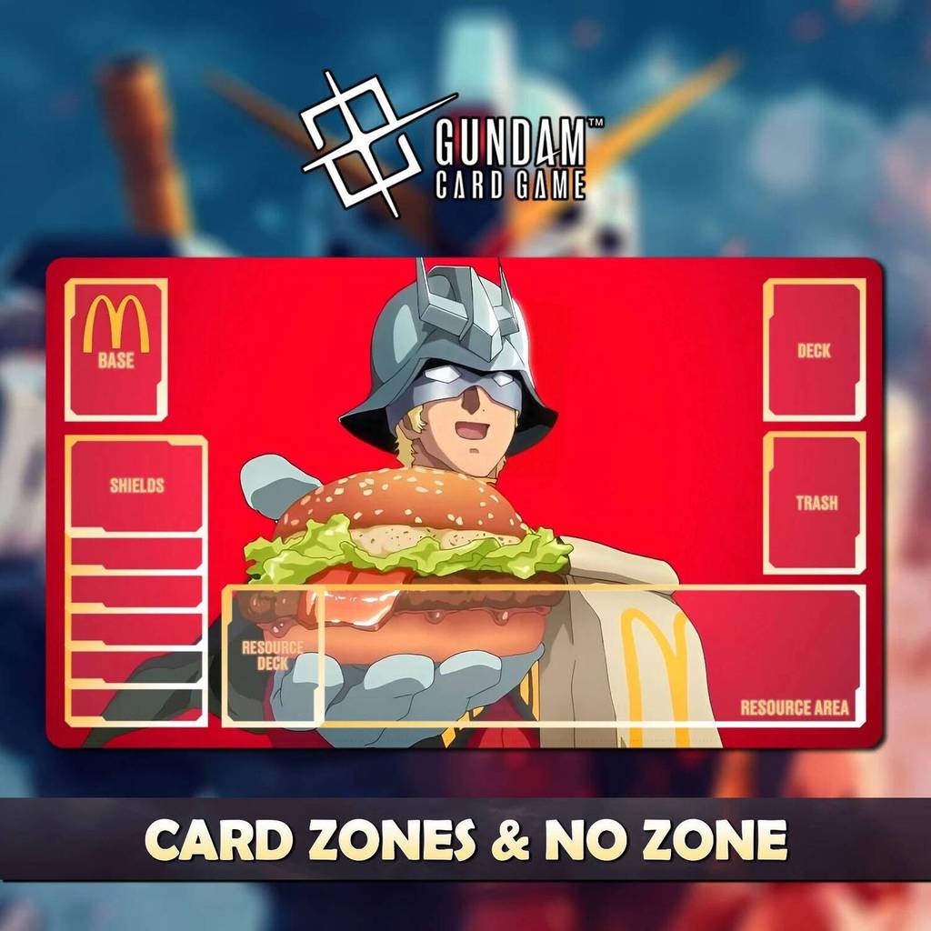 Playmat Char Aznable McDonald Gundam TCG Playmat Stitched Magic Card Battle Gaming Mousepad