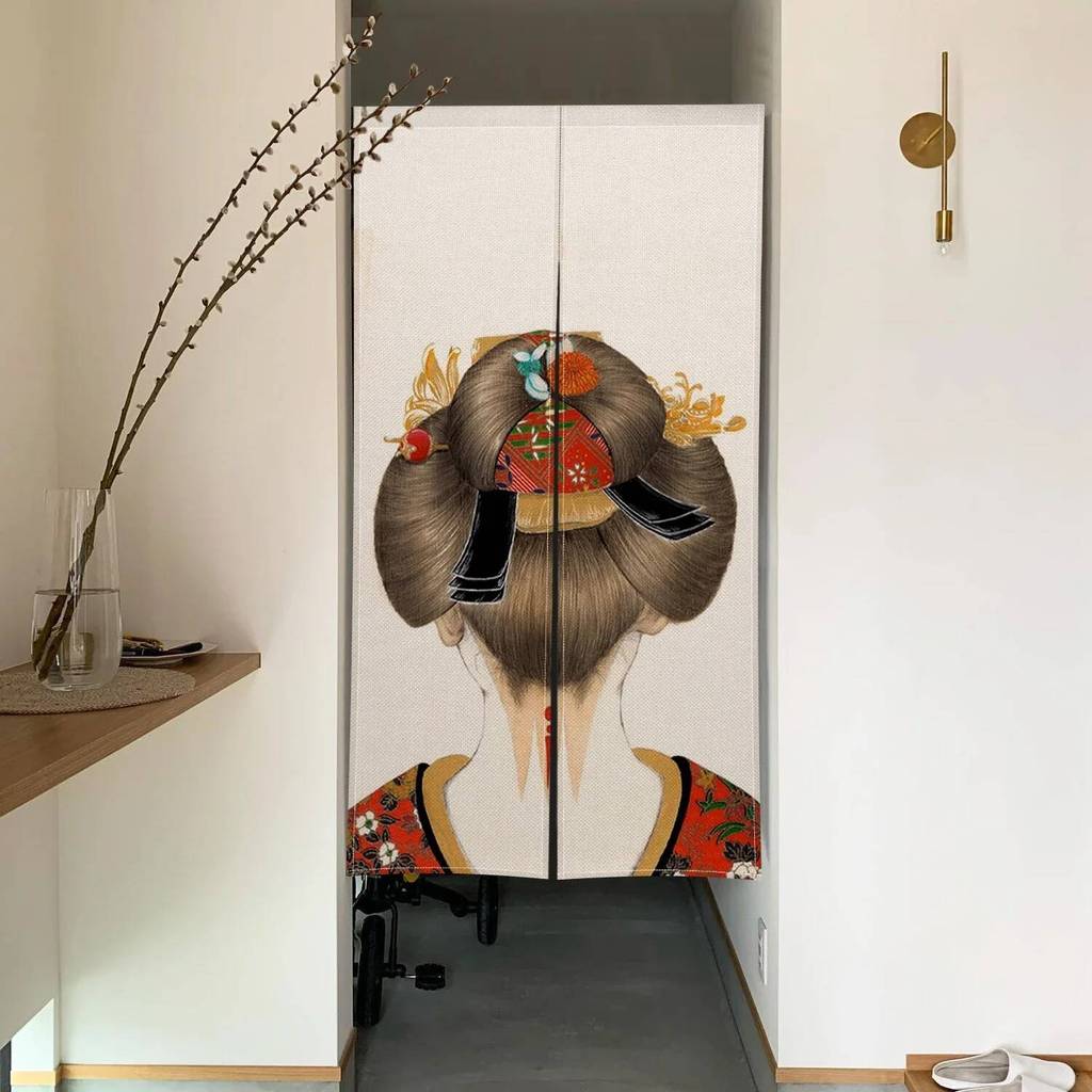 Geisha Oiran Kabuki Phong Cách Nhật Bản Rèm Cửa Phân Vùng Nhà Bếp Sushi Hiên Cửa Lối Vào Treo Nửa Bì