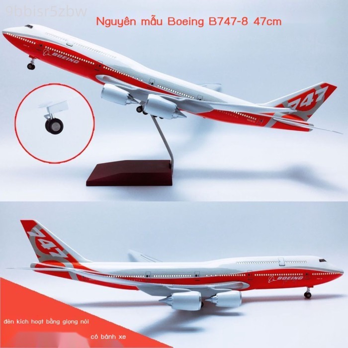 Phiên Bản Mới LED Bánh xe có đèn điều khiển bằng giọng nói47cm Mô hình máy bay Boeing B747-8Máy bay
