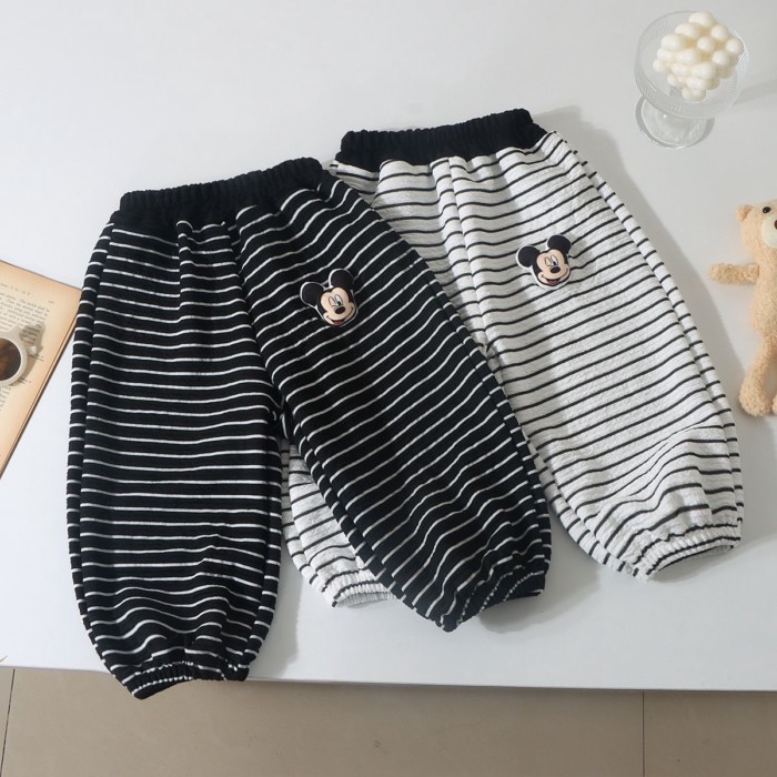 Mickey New Summer Style Striped Casual Trousers For Boys And Girls Sports And Leisure Korean