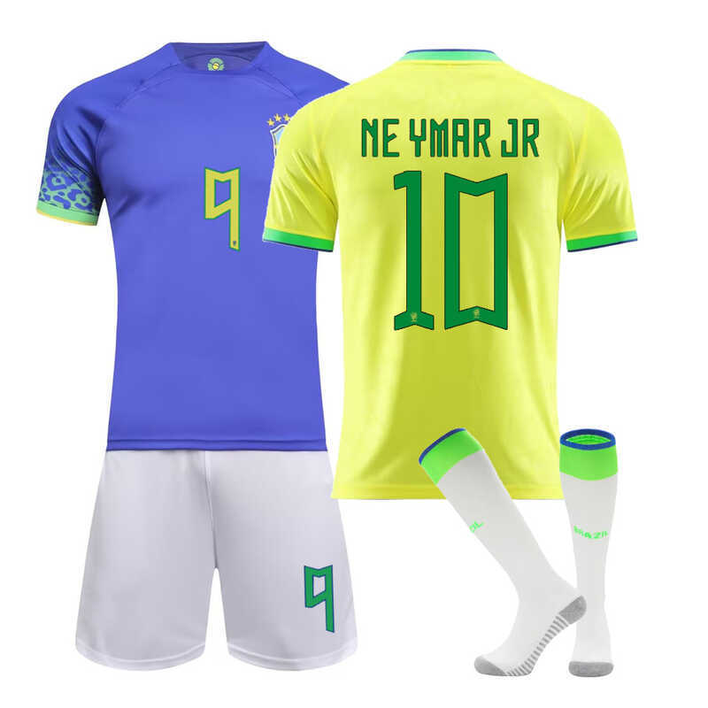 Ngoại thương 2022 World Cup Brazil Jersey Nemal No. 10 Áo bóng đá trẻ em Ronaldos Đội tuyển quốc gia