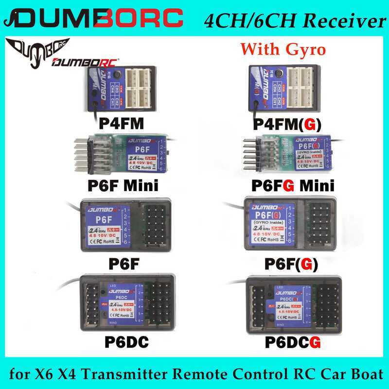 DUMBORC 4 / 6CH P4FM P4FMG P6DC P6DCG P6F P6FG P6FMini P6FGMini 2.4G Bộ thu hồi quay hồi chuyển X6 X