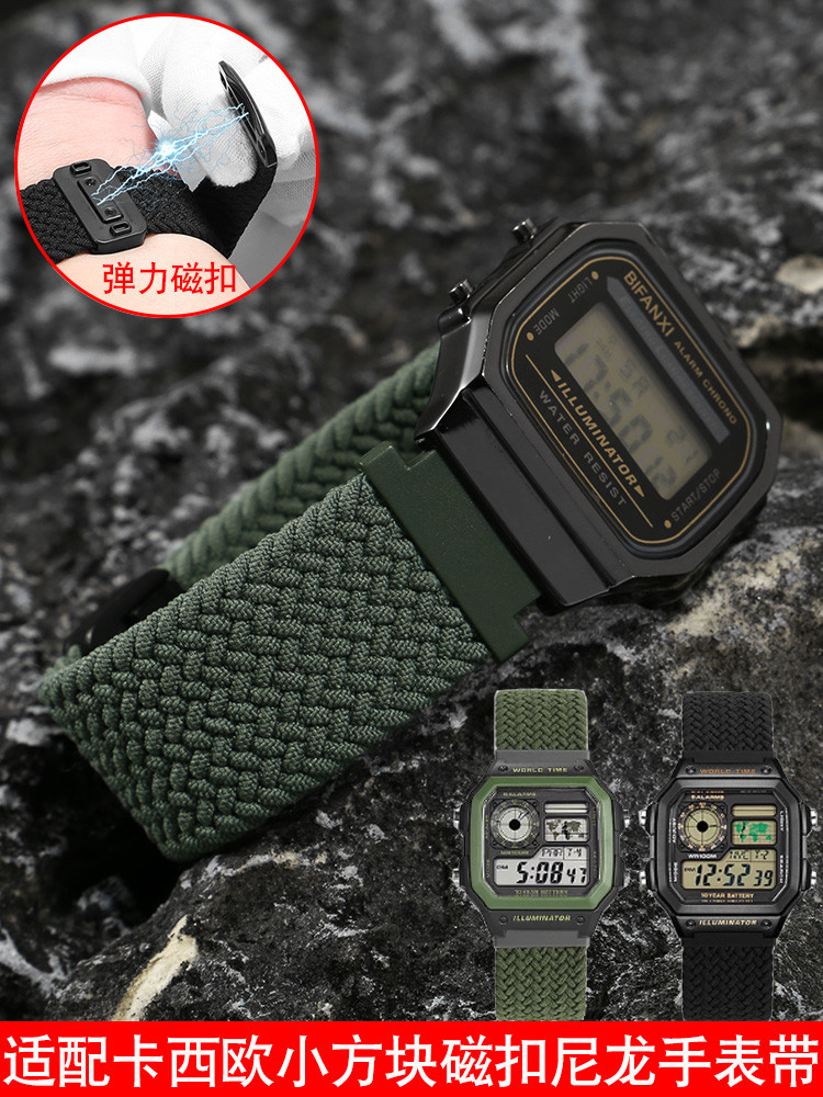< Mới.> Thích hợp cho Casio Small Square AE1200 / 1300 / F91W / W218 / F108 Dây đeo đồng hồ Nylon có