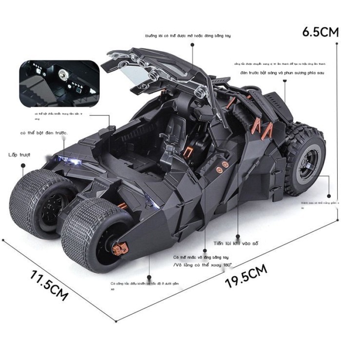 Bộ sưu tập mô phỏng mô hình xe hơi hợp kim Batman Yuanye Batman hình người lái xe đồ chơi