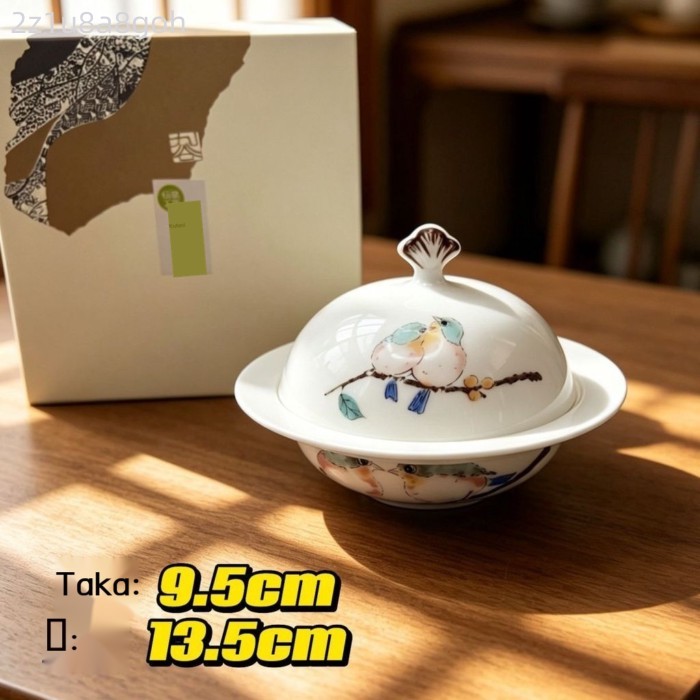 [SIÊU HOT 2026] Nồi hầm gốm sứ chịu nhiệt cao cấp kiểu Nhật Kutani ware Keimei, có nắp, kèm hộp đựn