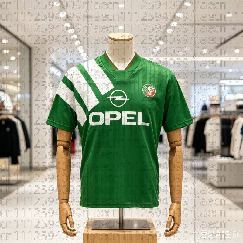 Nam Nhanh Khô Thoáng Khí Tay Ngắn Cộng Hòa Ireland Retro Áo Bóng Đá Sọc Cổ Chữ V Vintage Thể Thao Áo
