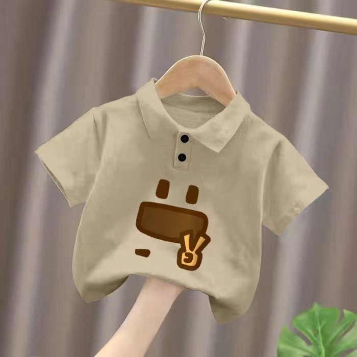 【Icy Cold Noodles】POLO Shirt Summer Children's T-shirt Boy's Lapel Summer New Top Handsome
