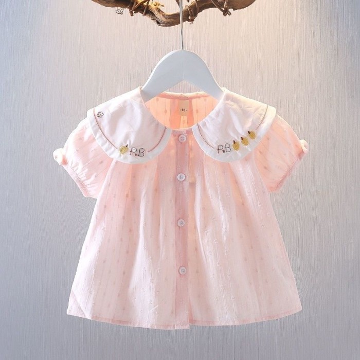 Children's Clothing Baby Girl Summer Short-sleeved Shirt 3-year-old Girl Doll Collar Thin Clo