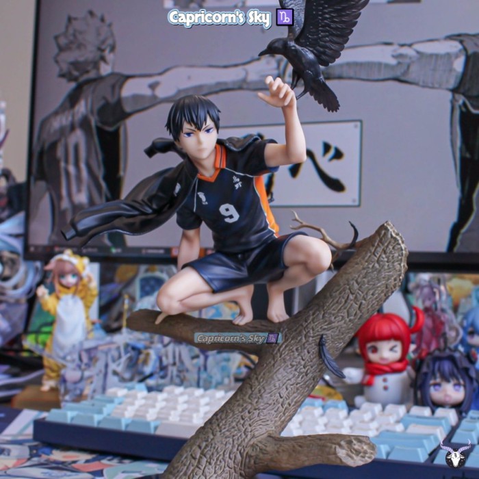 Mô hình gấu bay Kageyama chân trần trong Haikyuu, gốc cây, con quạ, mô hình Hinata Shoyo, quà tặn
