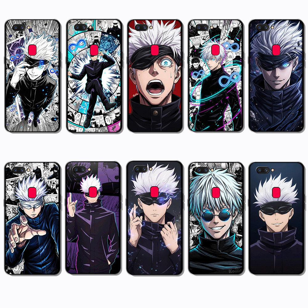 Ốp điện thoại màu đen mềm cho OPPO A1 A1K A3S A5 A5S A7 A8 A9 A11 Jujutsu Kaisen Gojo Satoru Anime C