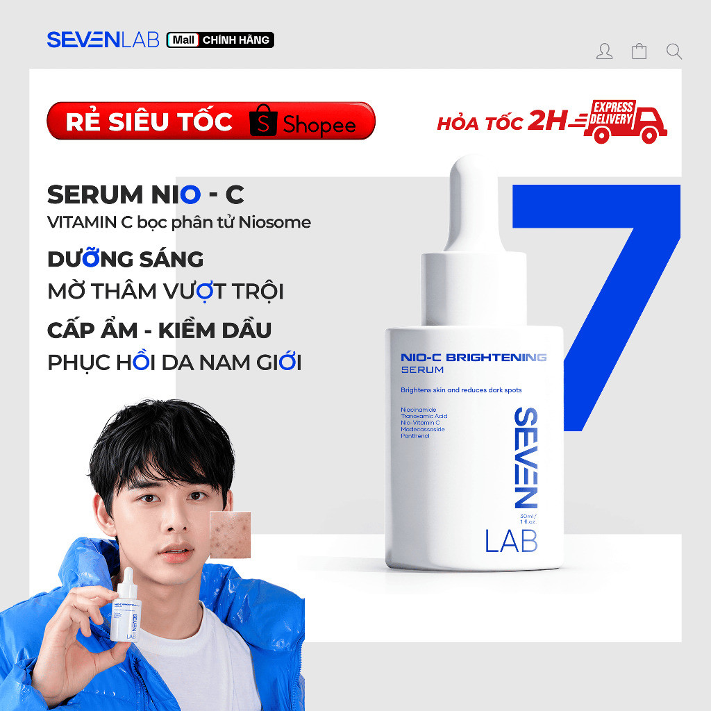 SEVENLAB Serum Vitamin C Nam Trắng Da Mờ Vết Thâm Mụn 30g