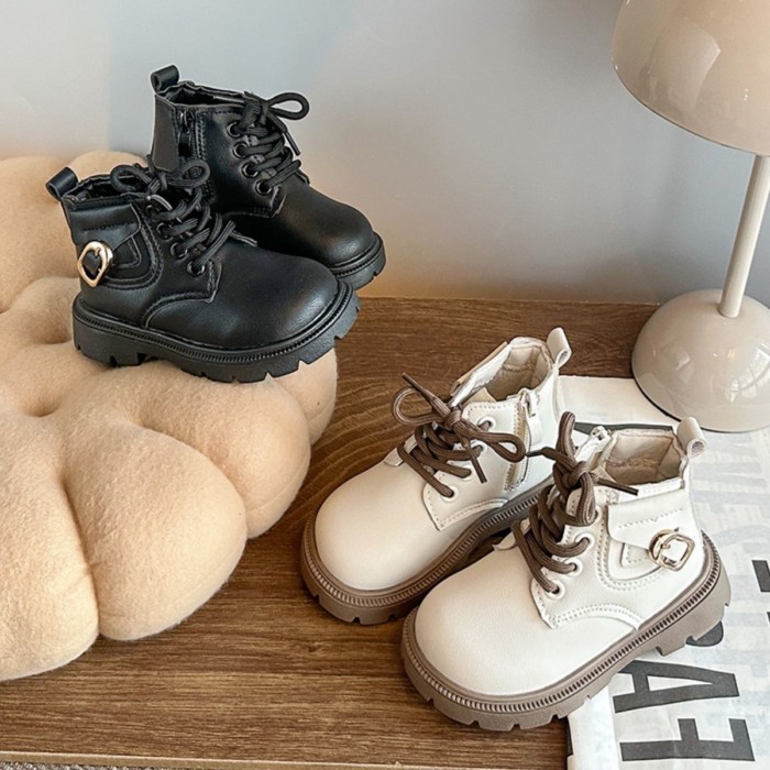 Boys' Boots Black Baby Leather Boots Spring And Autumn New Casual Children's Martin Boots Gir