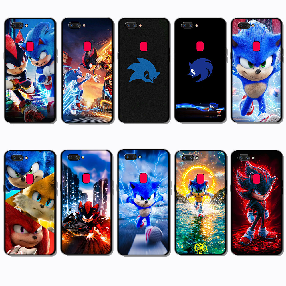 Ốp điện thoại màu đen mềm cho OPPO A1 A1K A3S A5 A5S A7 A8 A9 A11 Sonic the Hedgehog Cover