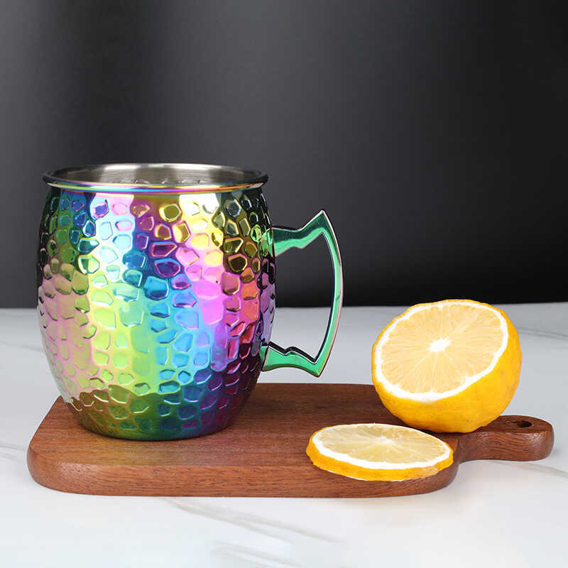 Moscow Mule Glass Thép không gỉ nguyên chất Cocktail Glass Hammer Point Glass 5ml Bia Glass