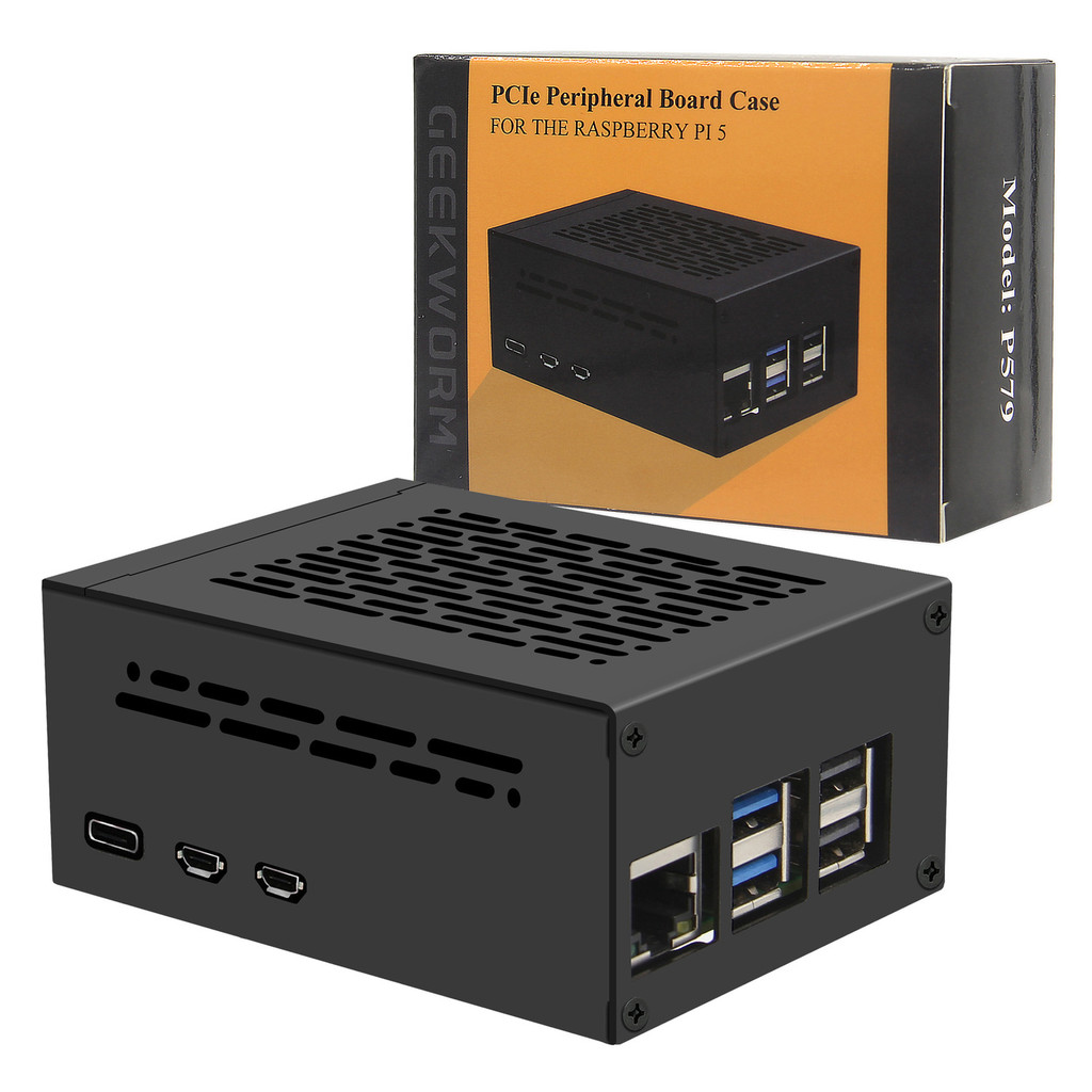 Ốp Lưng Kim Loại Geekworm P579-V4 Cho Raspberry Pi 5 PCIe M.2 NVMe SSD Shield X1000 X1001 X1003 X100