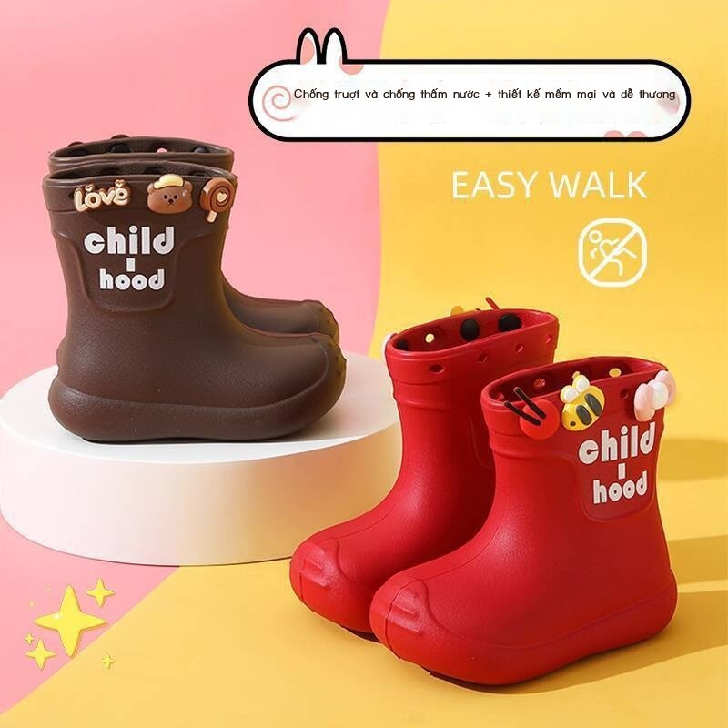 Ủng trai, bé gái, ủng đi mưa em, nhẹ, không thấm nước, chống trượt, nước cho trẻ mẫu giáo, bọc giày