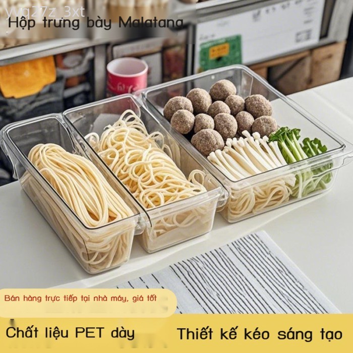 Hộp trưng bày bát đĩa Malatang ngăn kéo hình chữ nhật trong suốt thương mại Đông Bắc Malatang hộp t