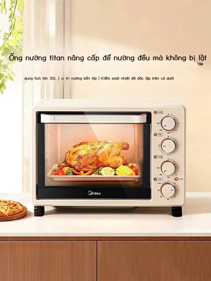 Lò điện Midea dùng trong gia đình, lò dung tích lớn 30 lít, chuyên dụng để nướng bánh, máy đa năng,
