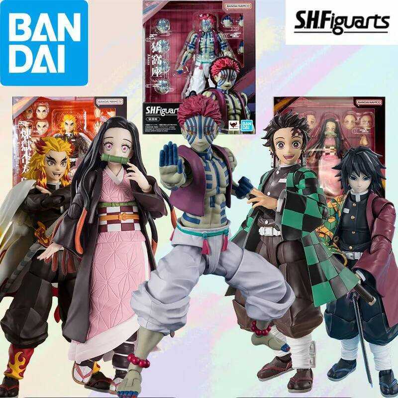 Bandai MODEL KIT SHF Demon Slayer Blade series AKAZA Anime Action Figure Toys Model Gifts For boys C