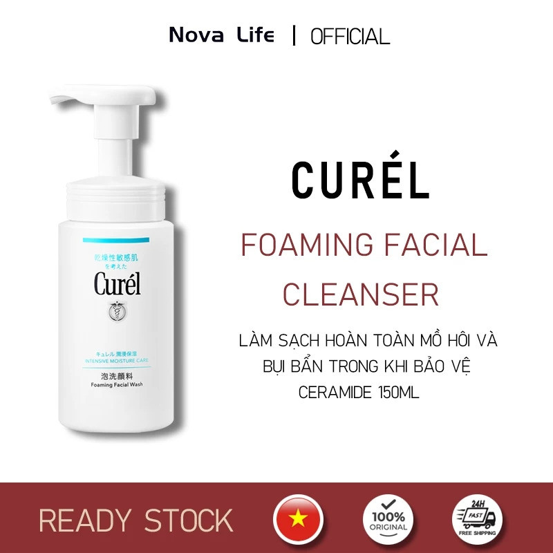 Curel sữa rửa mặt tạo bọt tự động 150ml dưỡng ẩm cho da yếu nhạy cảm chính hãng