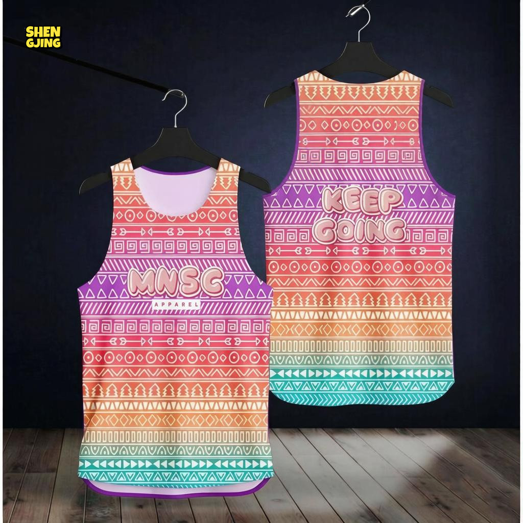 SHENGJING-MNSC Tribal Gradient Running Singlet Quick Dry Tank Top