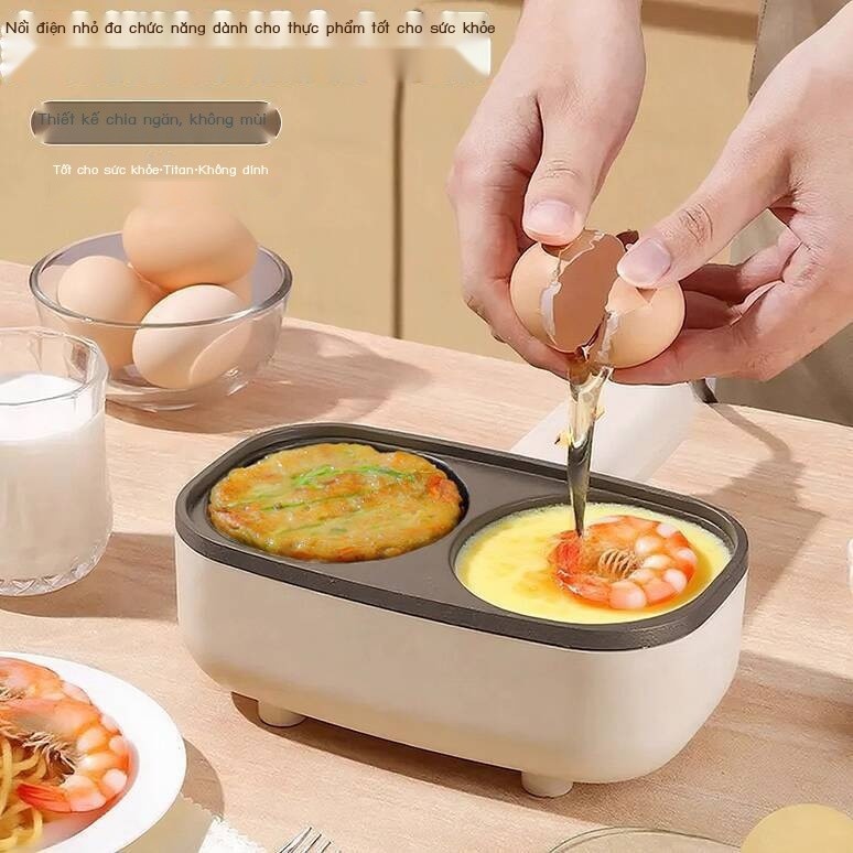 Chảo chiên trứng 2 lỗ, burger trứng, chảo điện titan chống dính, bánh kếp, thực phẩm bổ sung cho tr