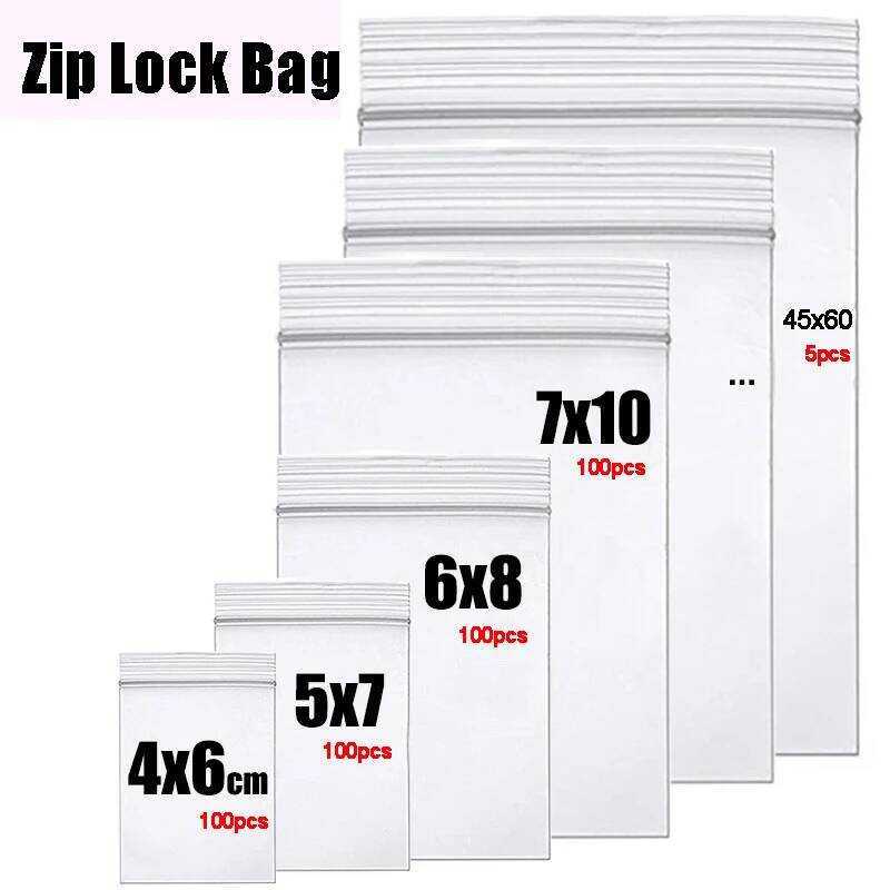 Trong Suốt Khóa Dày Ziplock Túi Bảo Quản Hạng Nặng Trong Suốt Nhựa Zip Gói Trang Sức Nhỏ Đóng Gói Có