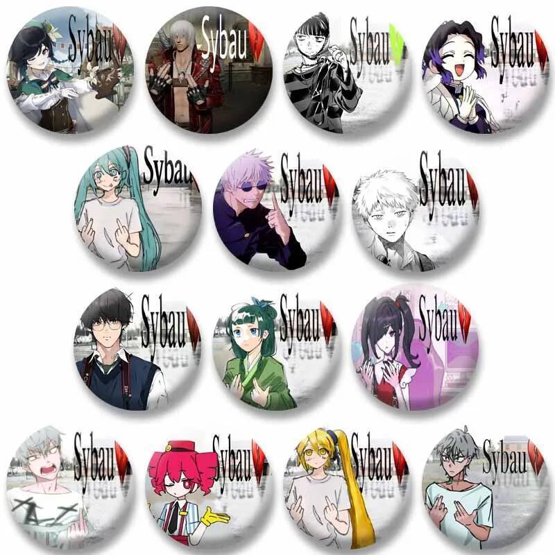 Sáng Tạo Ngộ nghĩnh Sybau Meme Đồng Xu Thổ Cẩm Trên Túi Quần Áo Phụ Kiện Hoạt Hình Vai Trò Gojo Cho 