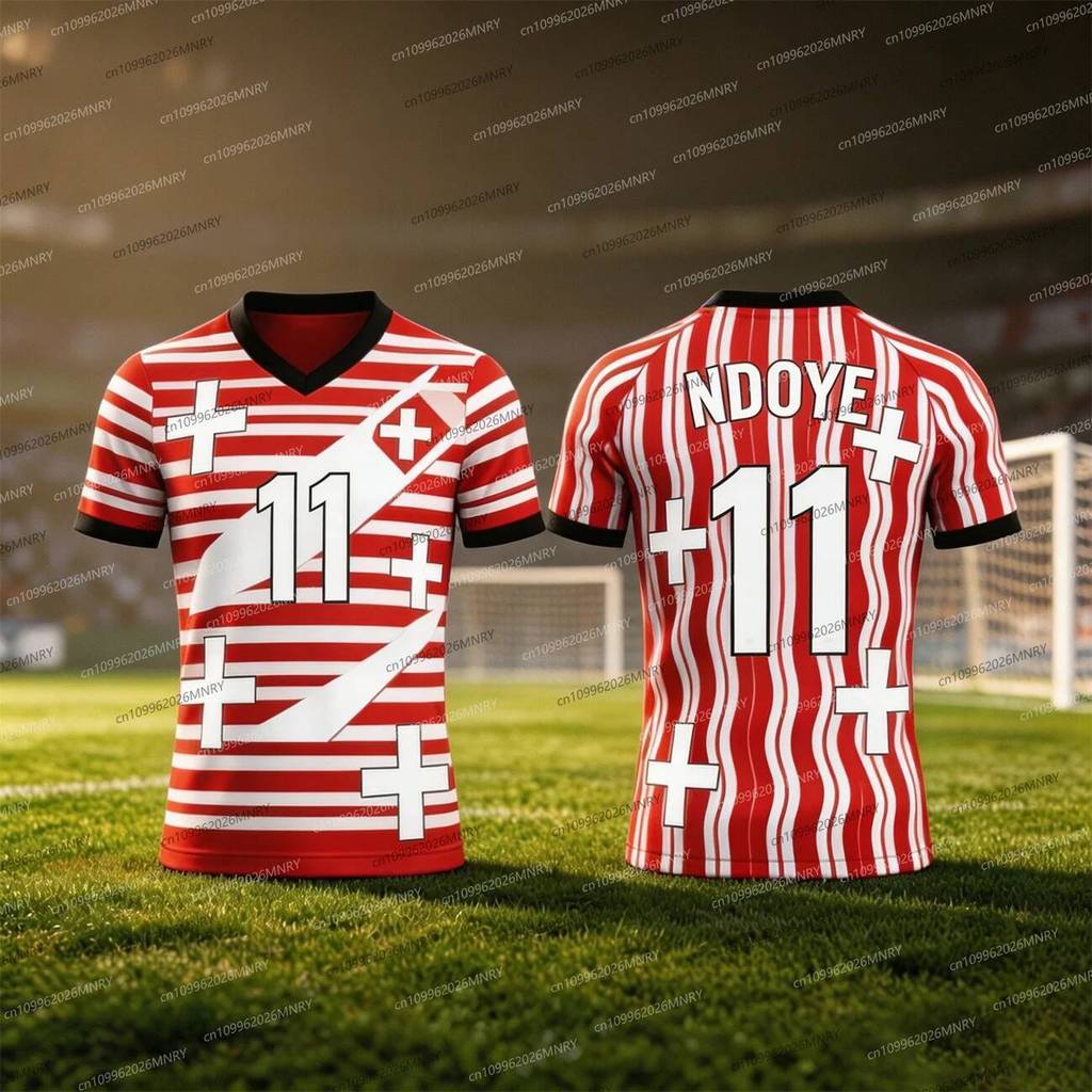 25 / 26 Thụy Sĩ NDOYE Jersey Mùa Hè Nam Jersey Thể Thao Huấn Luyện Đồng Phục Jersey Thoáng Khí Nhanh