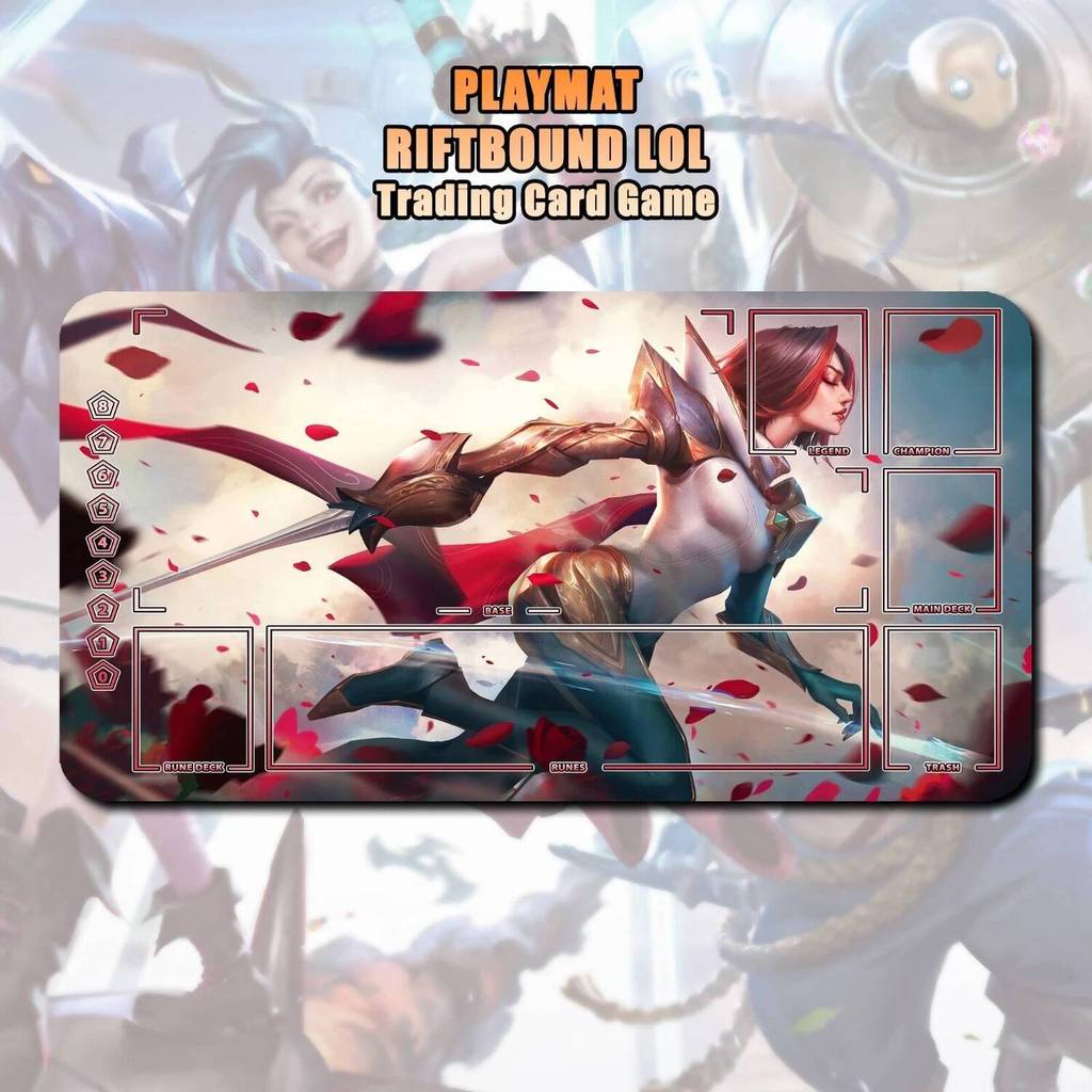 Playmat Fiora Riftbound LOL TCG Battle Stitched Edges Trading Card Gaming Mousepad
